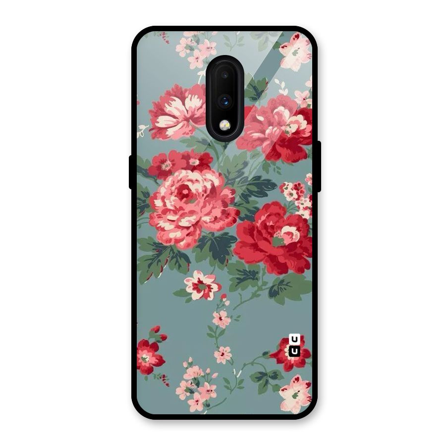 Aesthetic Floral Red Glass Back Case for OnePlus 7