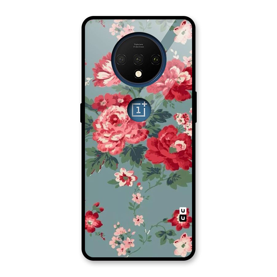 Aesthetic Floral Red Glass Back Case for OnePlus 7T