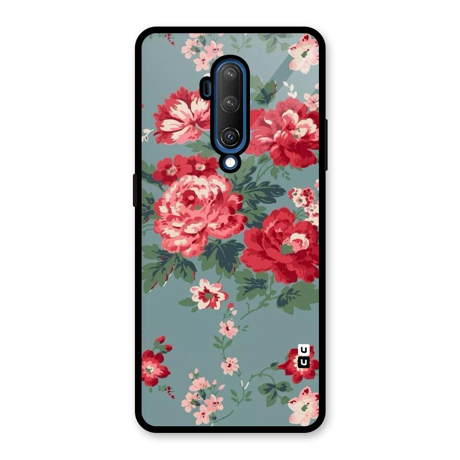 Aesthetic Floral Red Glass Back Case for OnePlus 7T Pro