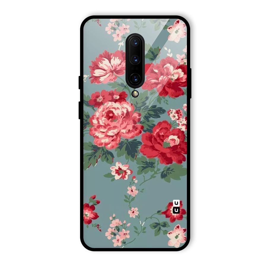 Aesthetic Floral Red Glass Back Case for OnePlus 7 Pro