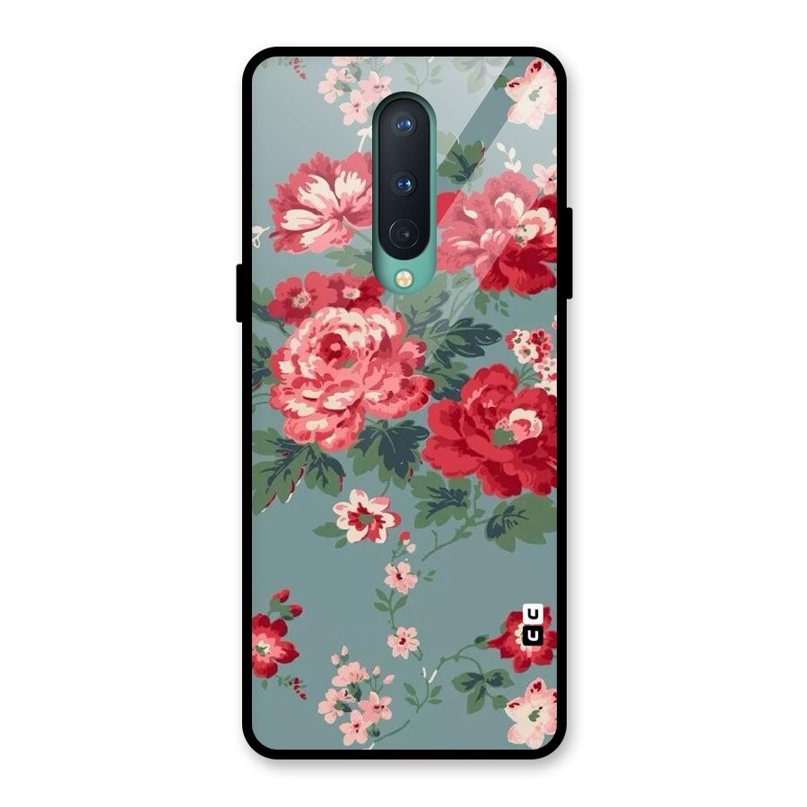 Aesthetic Floral Red Glass Back Case for OnePlus 8
