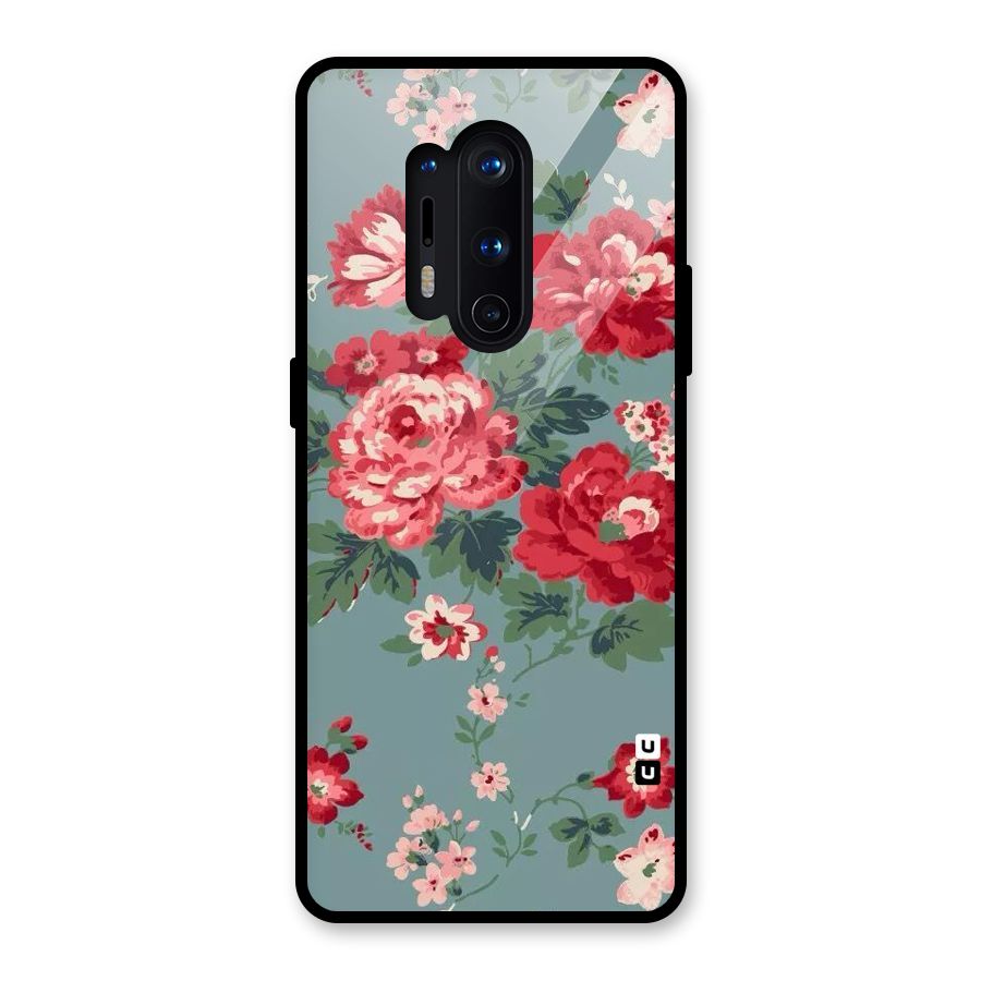 Aesthetic Floral Red Glass Back Case for OnePlus 8 Pro