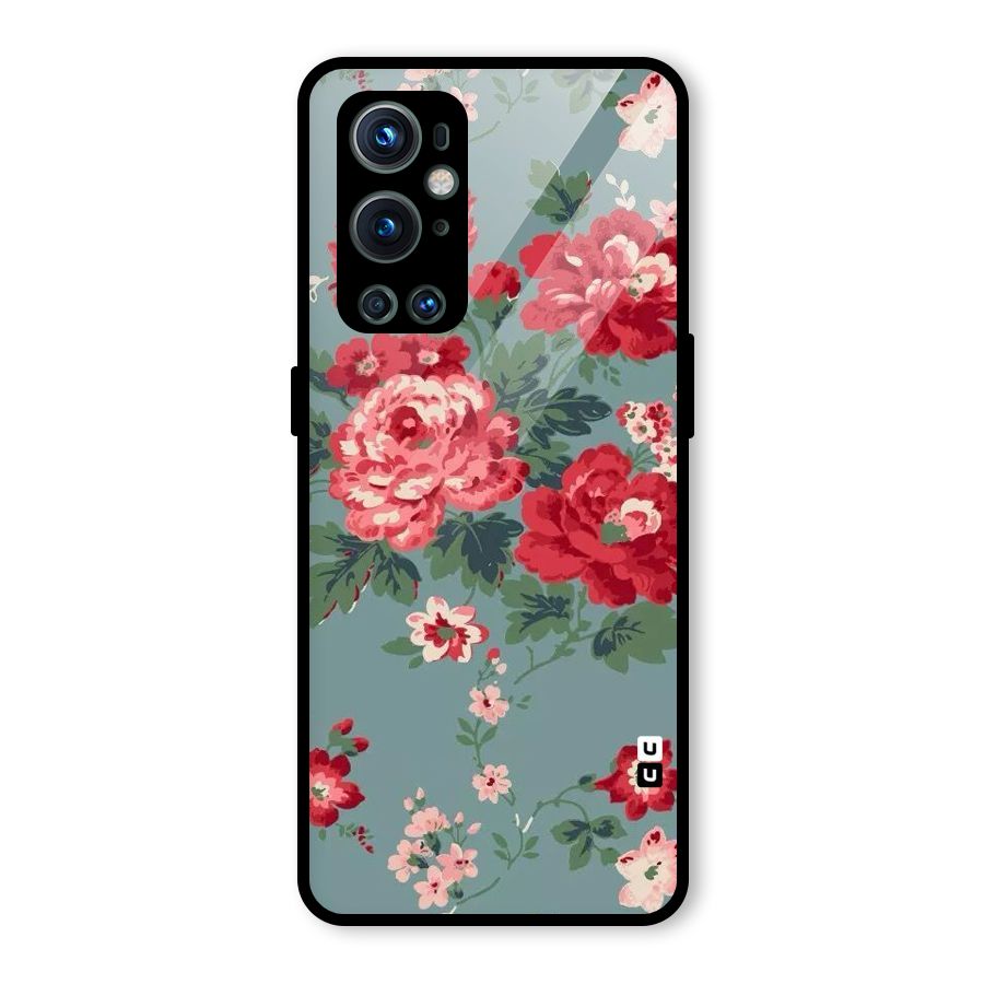 Aesthetic Floral Red Glass Back Case for OnePlus 9 Pro