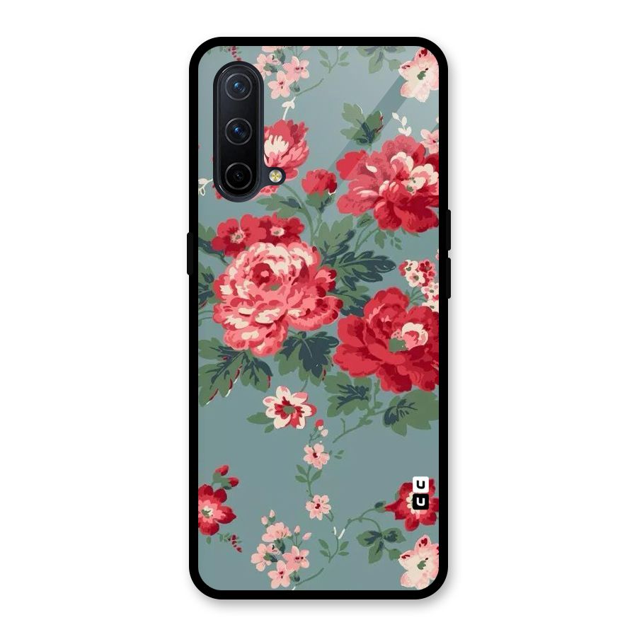 Aesthetic Floral Red Glass Back Case for OnePlus Nord CE 5G