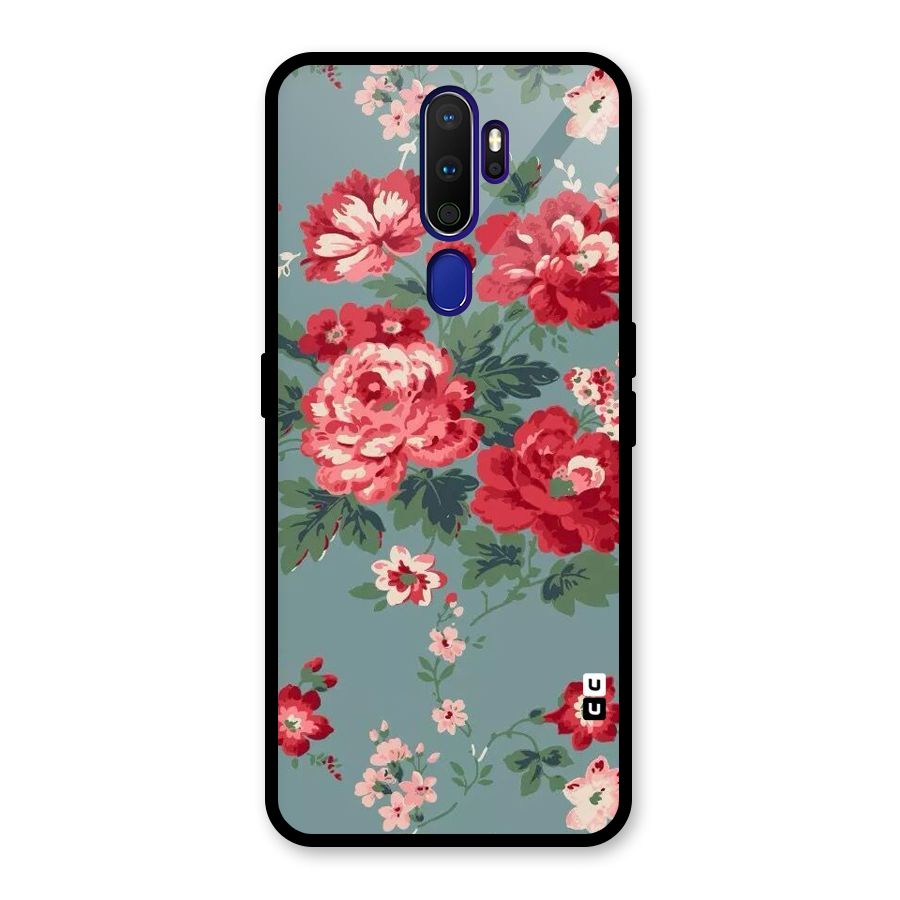 Aesthetic Floral Red Glass Back Case for Oppo A9 (2020)