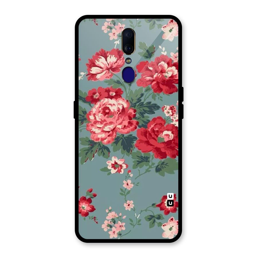 Aesthetic Floral Red Glass Back Case for Oppo F11