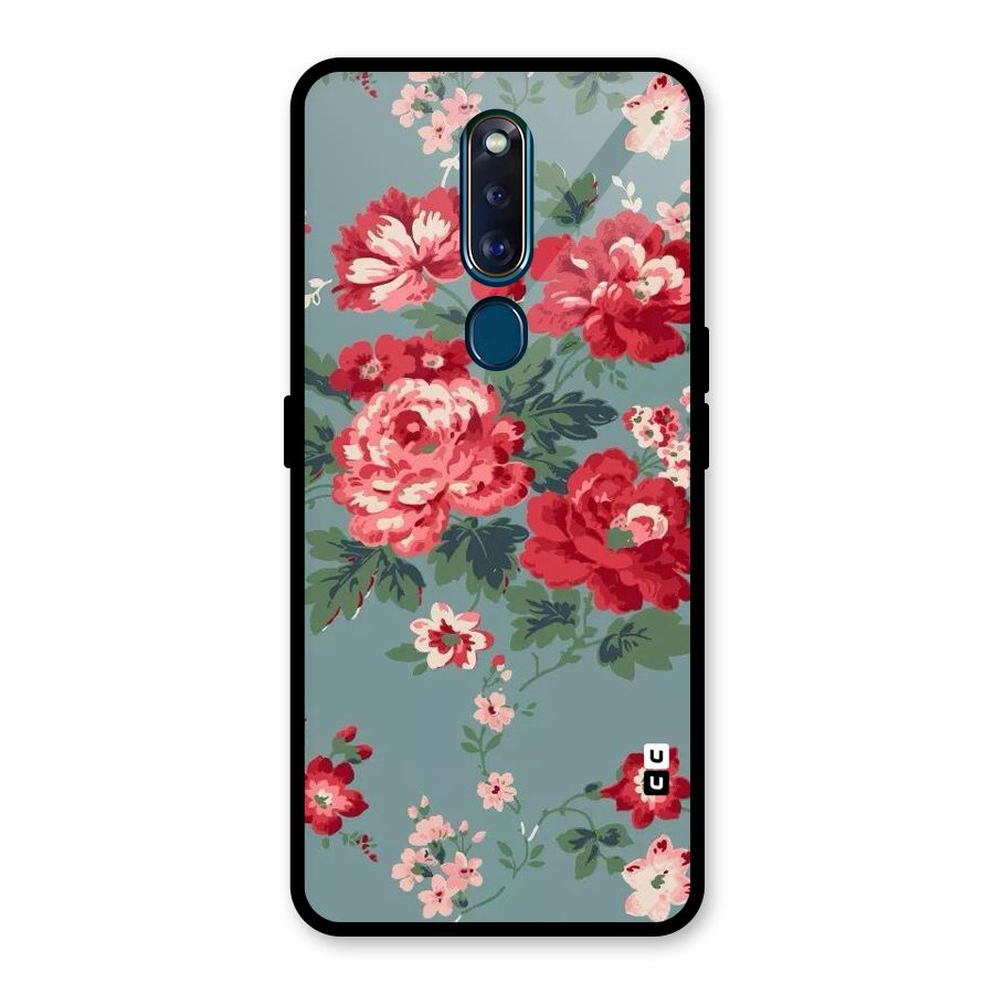 Aesthetic Floral Red Glass Back Case for Oppo F11 Pro