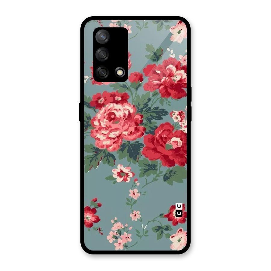 Aesthetic Floral Red Glass Back Case for Oppo F19