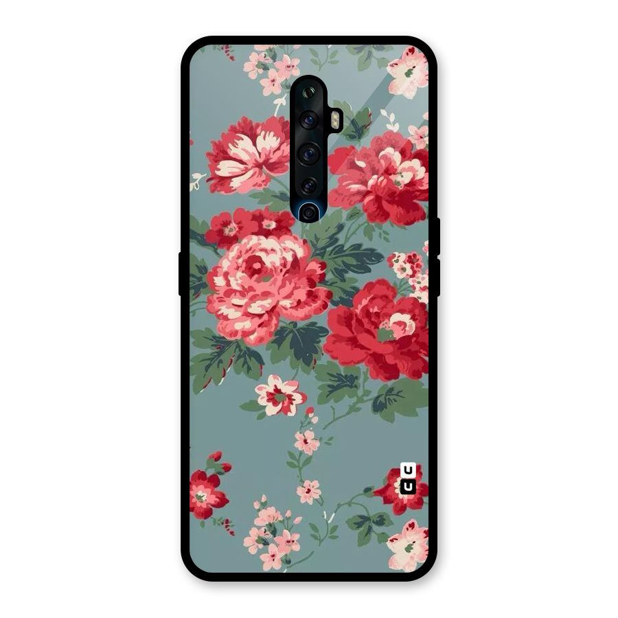 Aesthetic Floral Red Glass Back Case for Oppo Reno2 F
