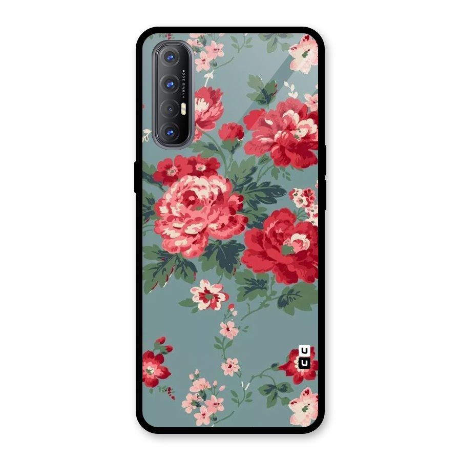 Aesthetic Floral Red Glass Back Case for Oppo Reno3 Pro