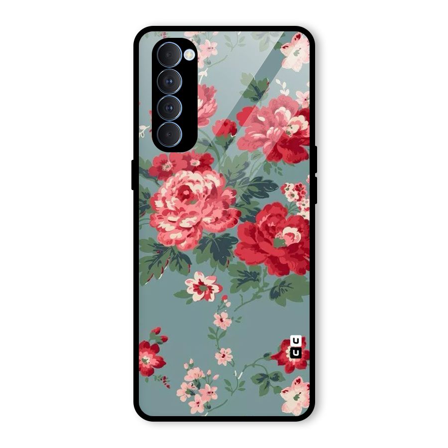 Aesthetic Floral Red Glass Back Case for Oppo Reno4 Pro