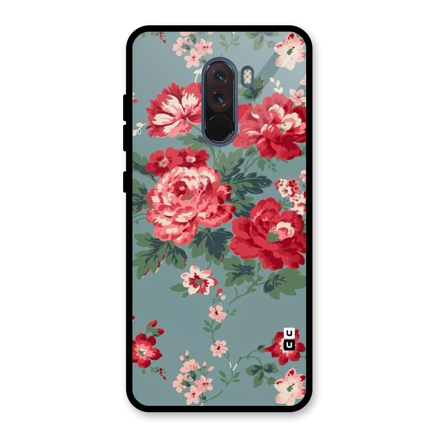 Aesthetic Floral Red Glass Back Case for Poco F1