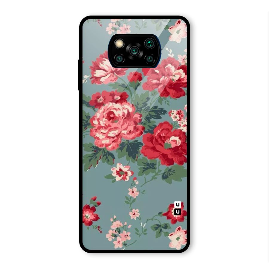 Aesthetic Floral Red Glass Back Case for Poco X3 Pro