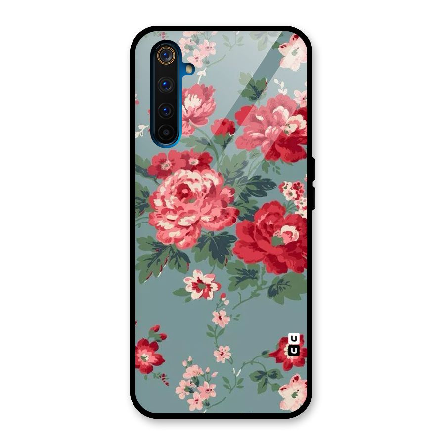 Aesthetic Floral Red Glass Back Case for Realme 6 Pro
