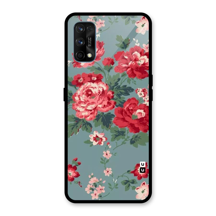 Aesthetic Floral Red Glass Back Case for Realme 7 Pro