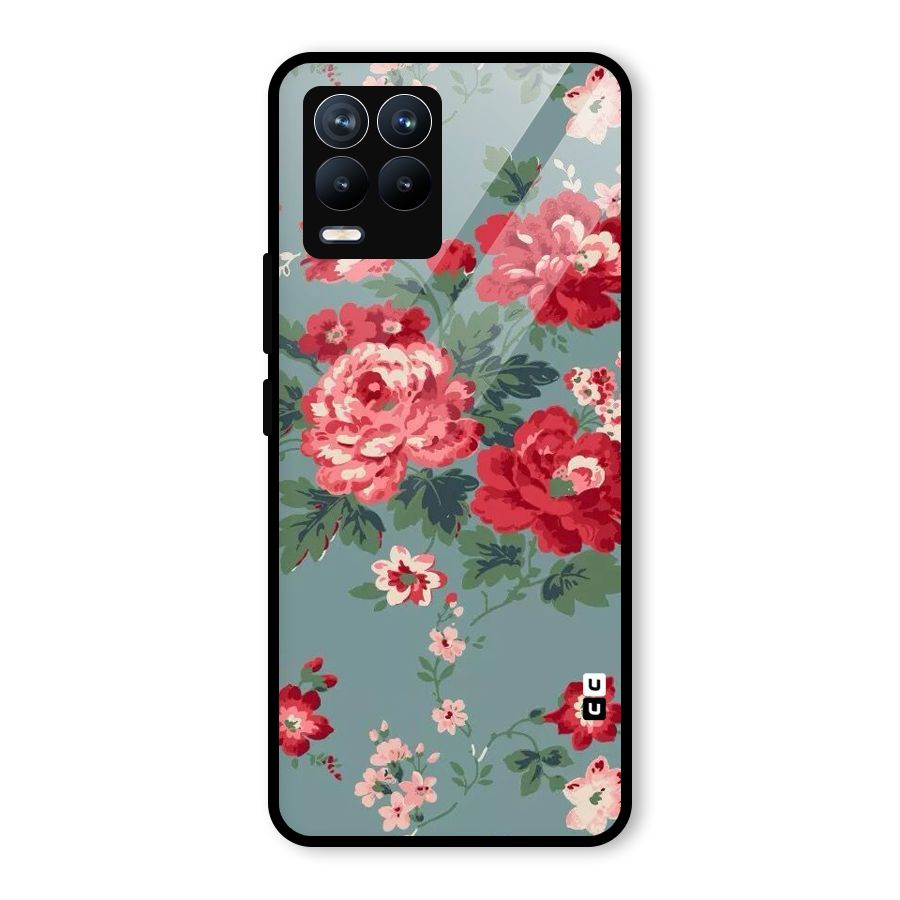 Aesthetic Floral Red Glass Back Case for Realme 8 Pro