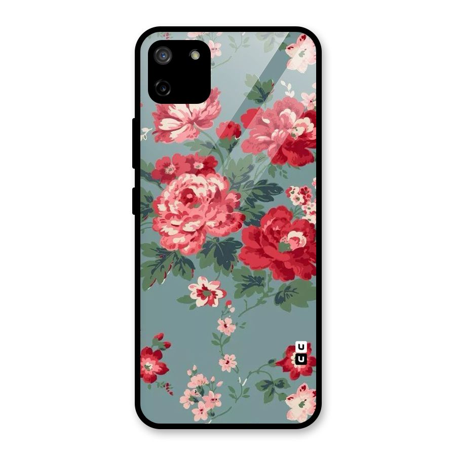 Aesthetic Floral Red Glass Back Case for Realme C11