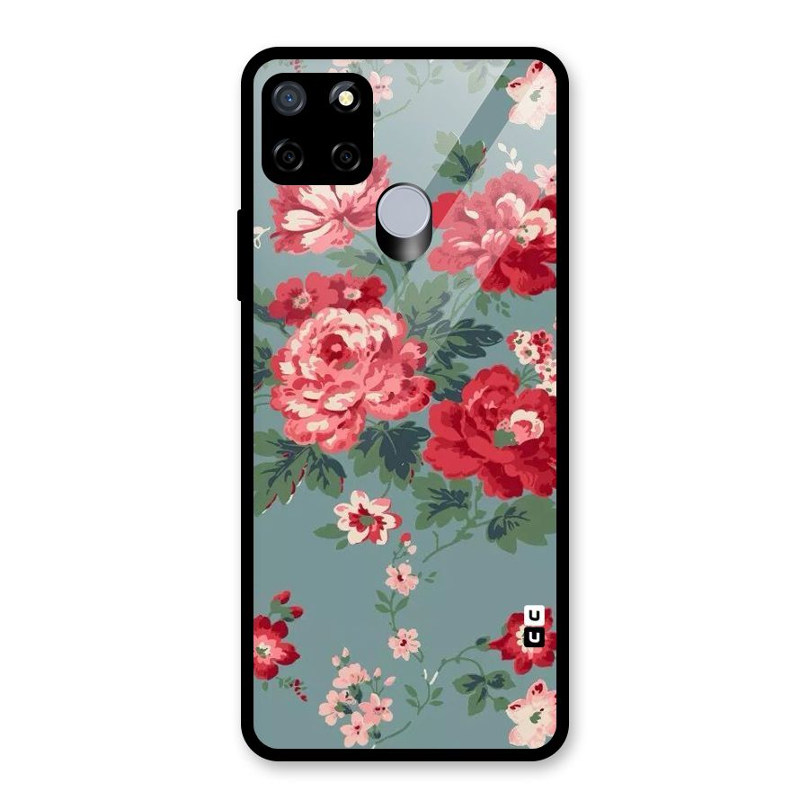 Aesthetic Floral Red Glass Back Case for Realme C12