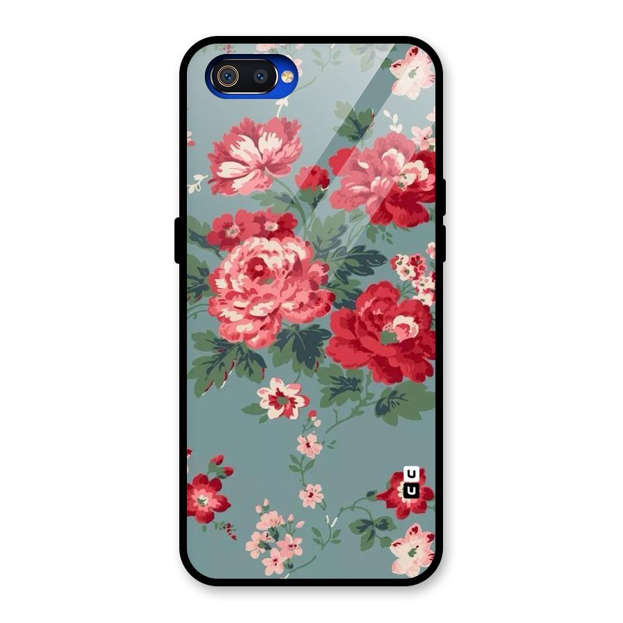 Aesthetic Floral Red Glass Back Case for Realme C2