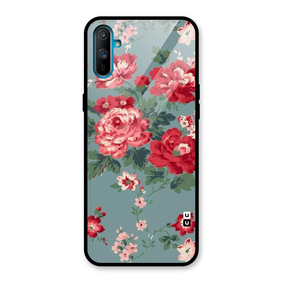 Aesthetic Floral Red Glass Back Case for Realme C3