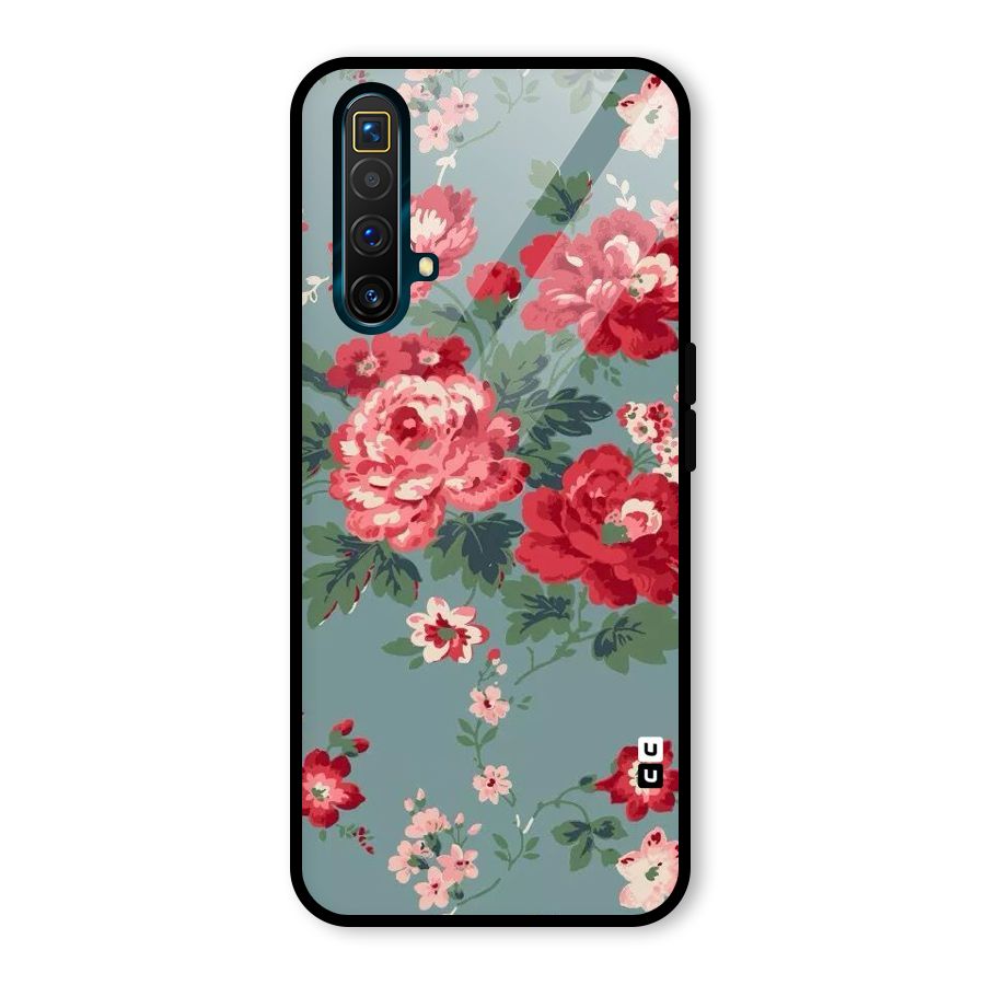 Aesthetic Floral Red Glass Back Case for Realme X3