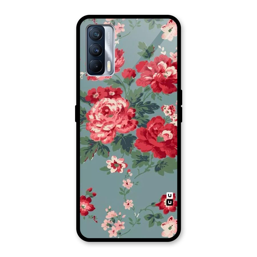 Aesthetic Floral Red Glass Back Case for Realme X7
