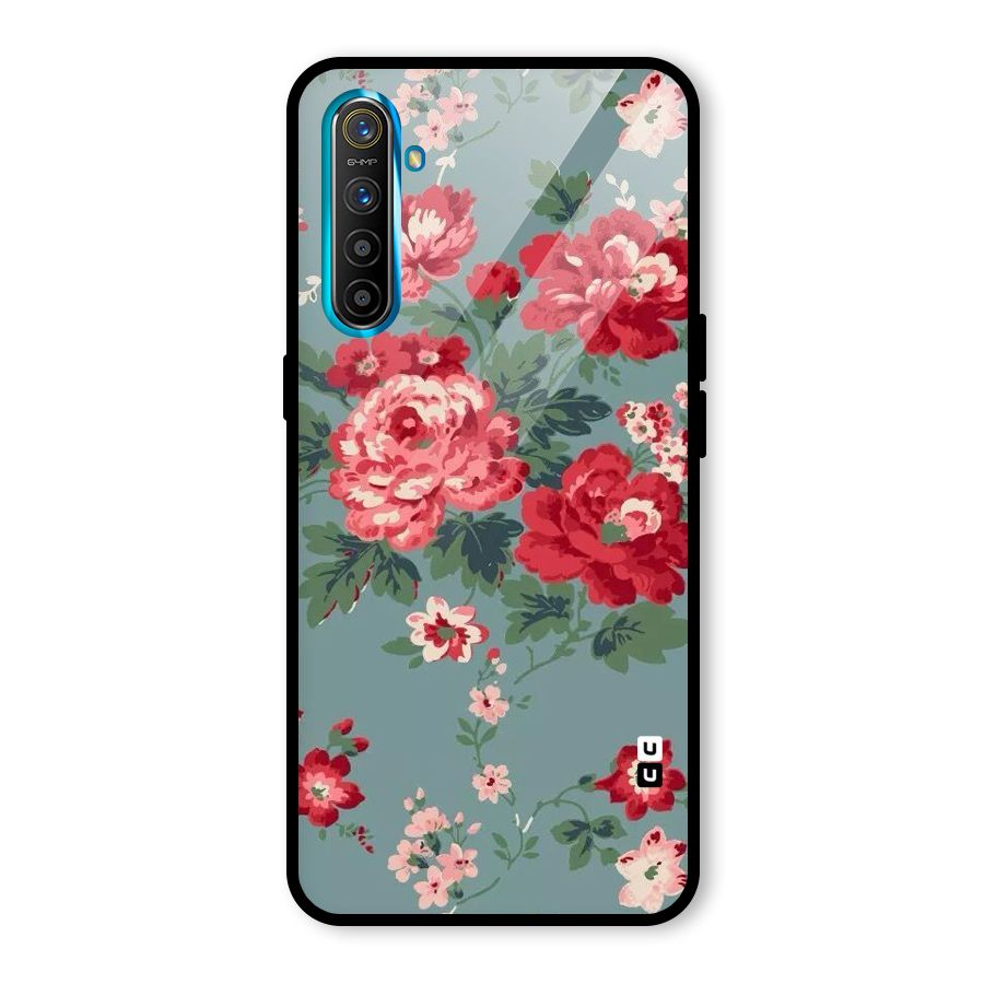 Aesthetic Floral Red Glass Back Case for Realme XT