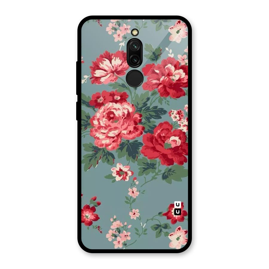 Aesthetic Floral Red Glass Back Case for Redmi 8