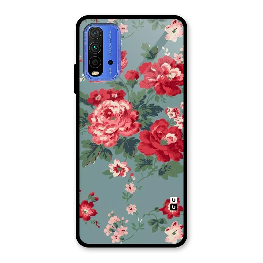 Aesthetic Floral Red Glass Back Case for Redmi 9 Power