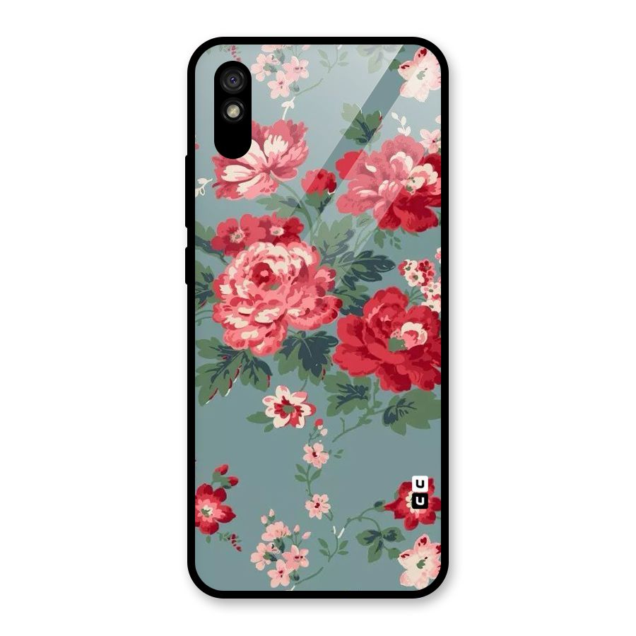 Aesthetic Floral Red Glass Back Case for Redmi 9i