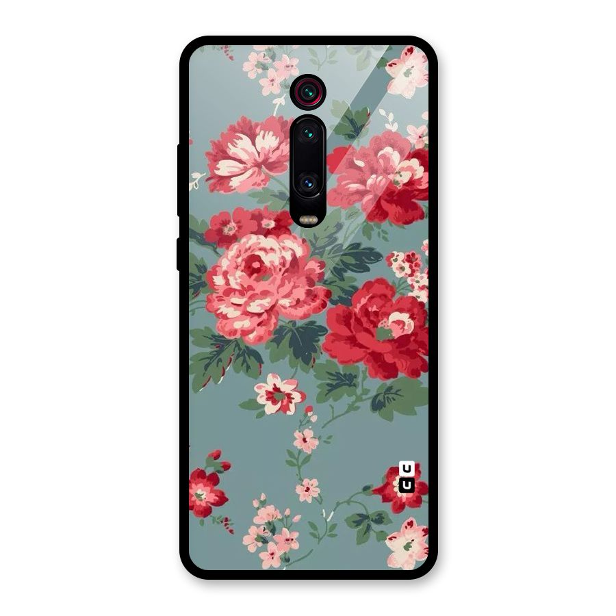 Aesthetic Floral Red Glass Back Case for Redmi K20