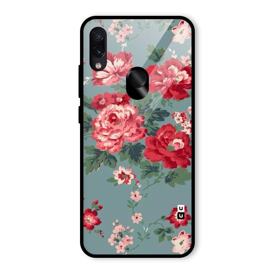 Aesthetic Floral Red Glass Back Case for Redmi Note 7S