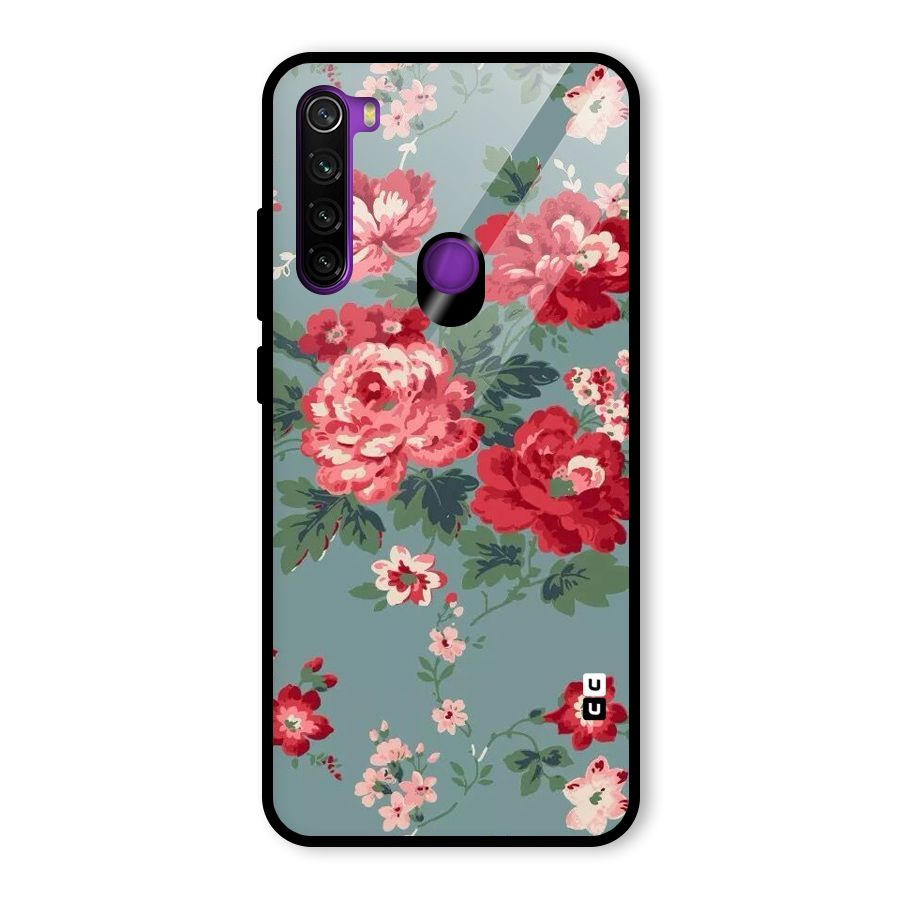 Aesthetic Floral Red Glass Back Case for Redmi Note 8