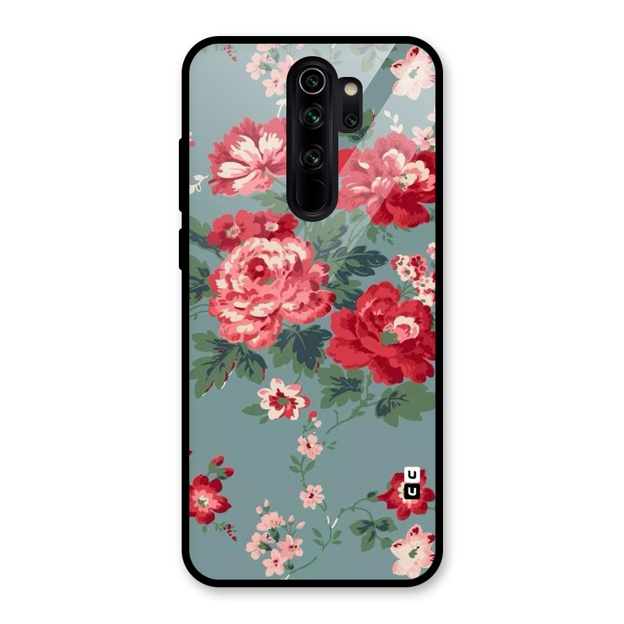 Aesthetic Floral Red Glass Back Case for Redmi Note 8 Pro