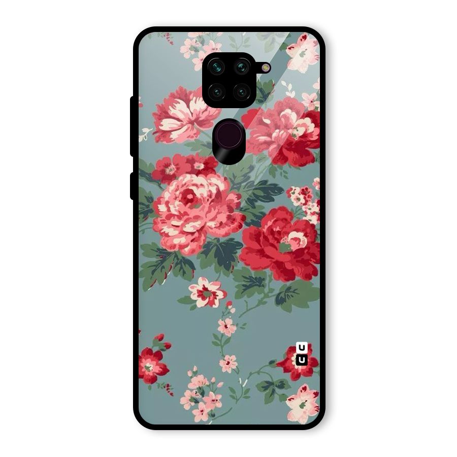Aesthetic Floral Red Glass Back Case for Redmi Note 9