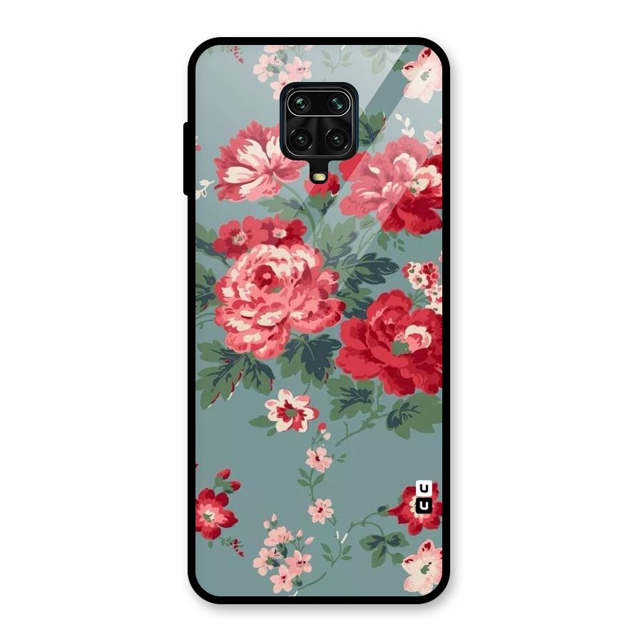 Aesthetic Floral Red Glass Back Case for Redmi Note 9 Pro Max