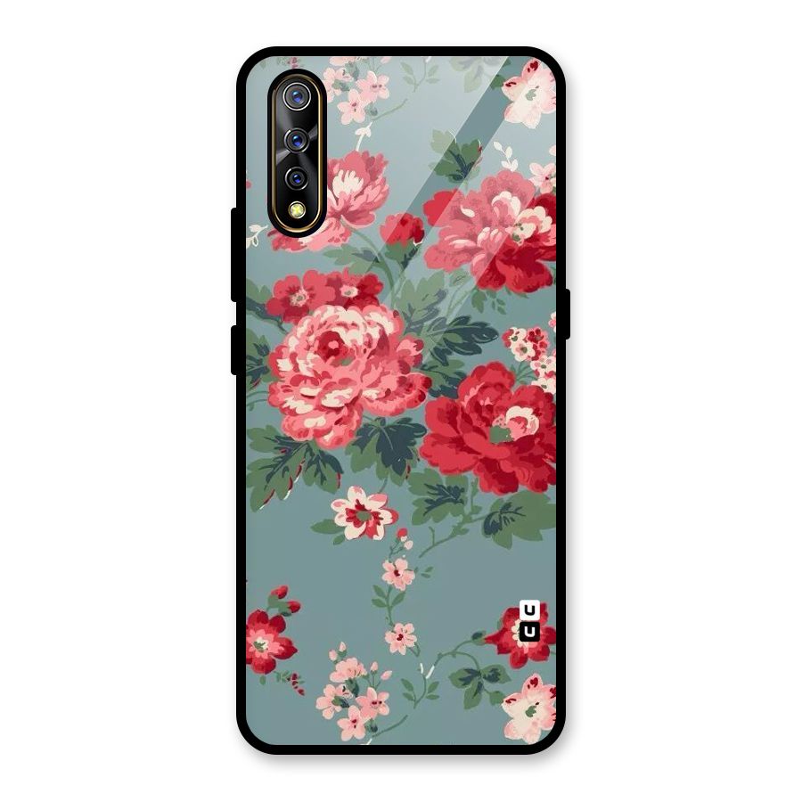 Aesthetic Floral Red Glass Back Case for Vivo S1