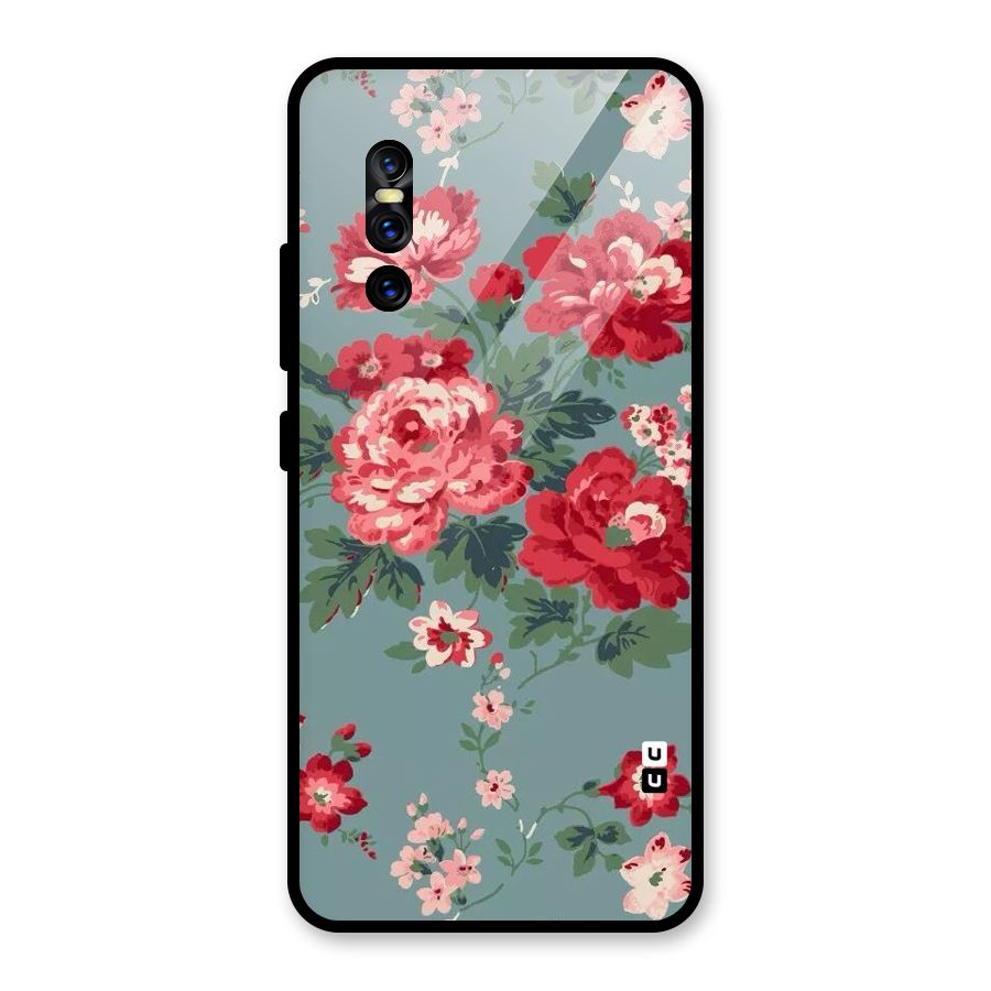 Aesthetic Floral Red Glass Back Case for Vivo V15 Pro