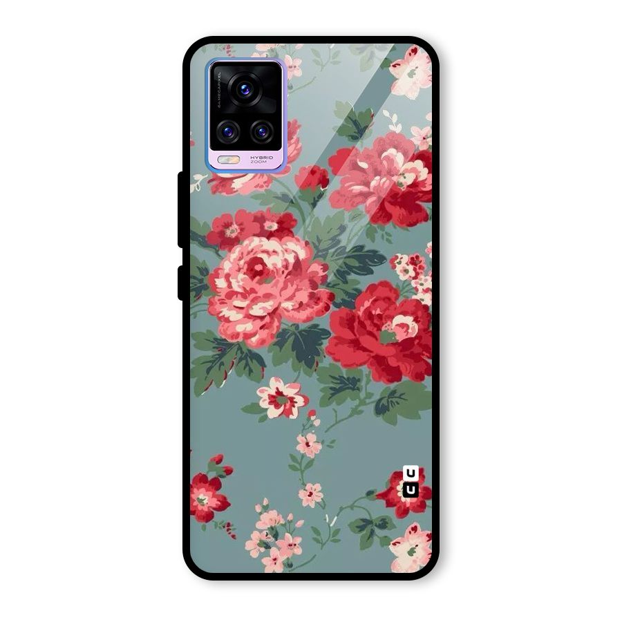 Aesthetic Floral Red Glass Back Case for Vivo V20 Pro