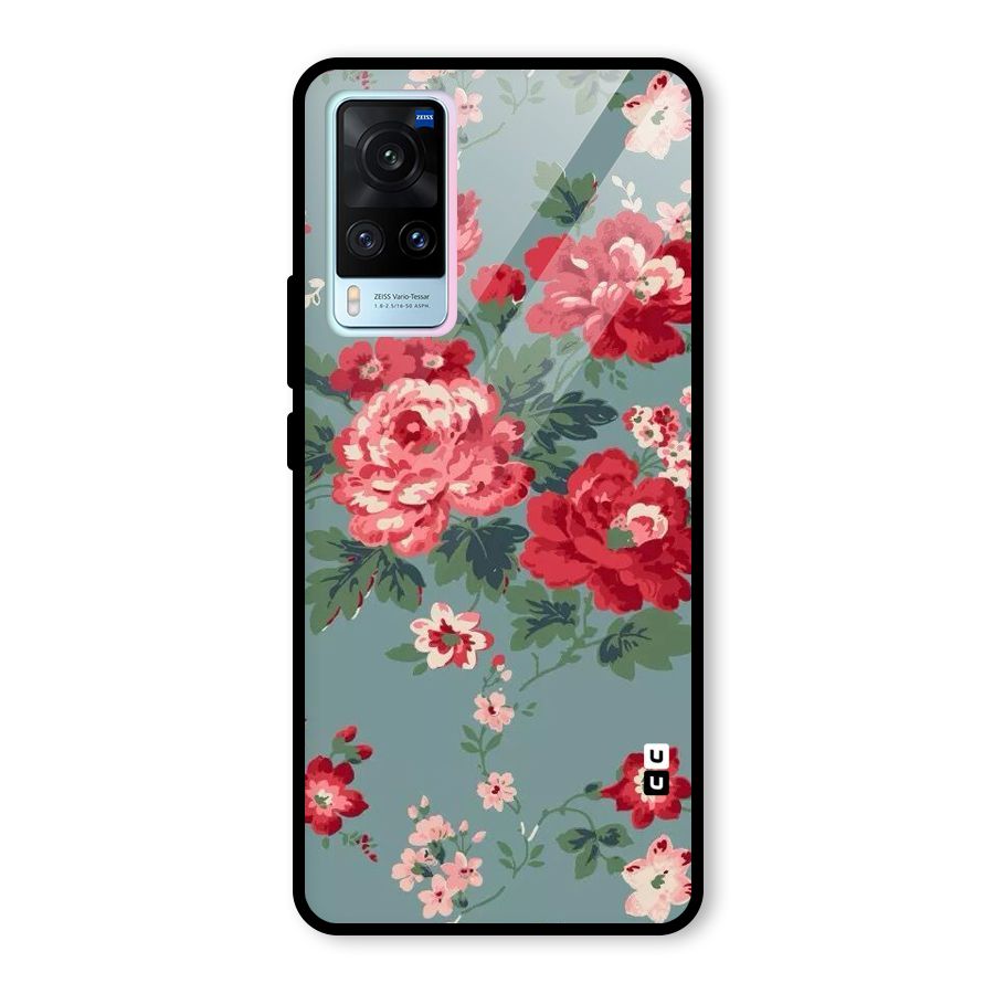 Aesthetic Floral Red Glass Back Case for Vivo X60