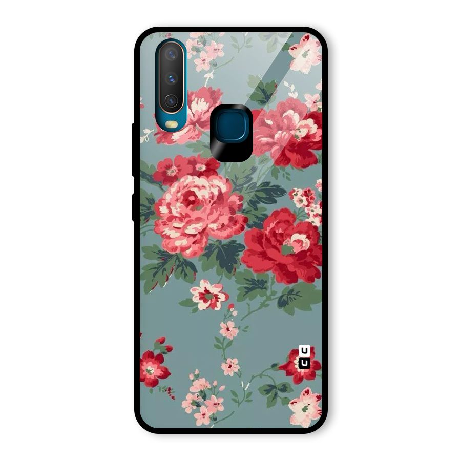 Aesthetic Floral Red Glass Back Case for Vivo Y15