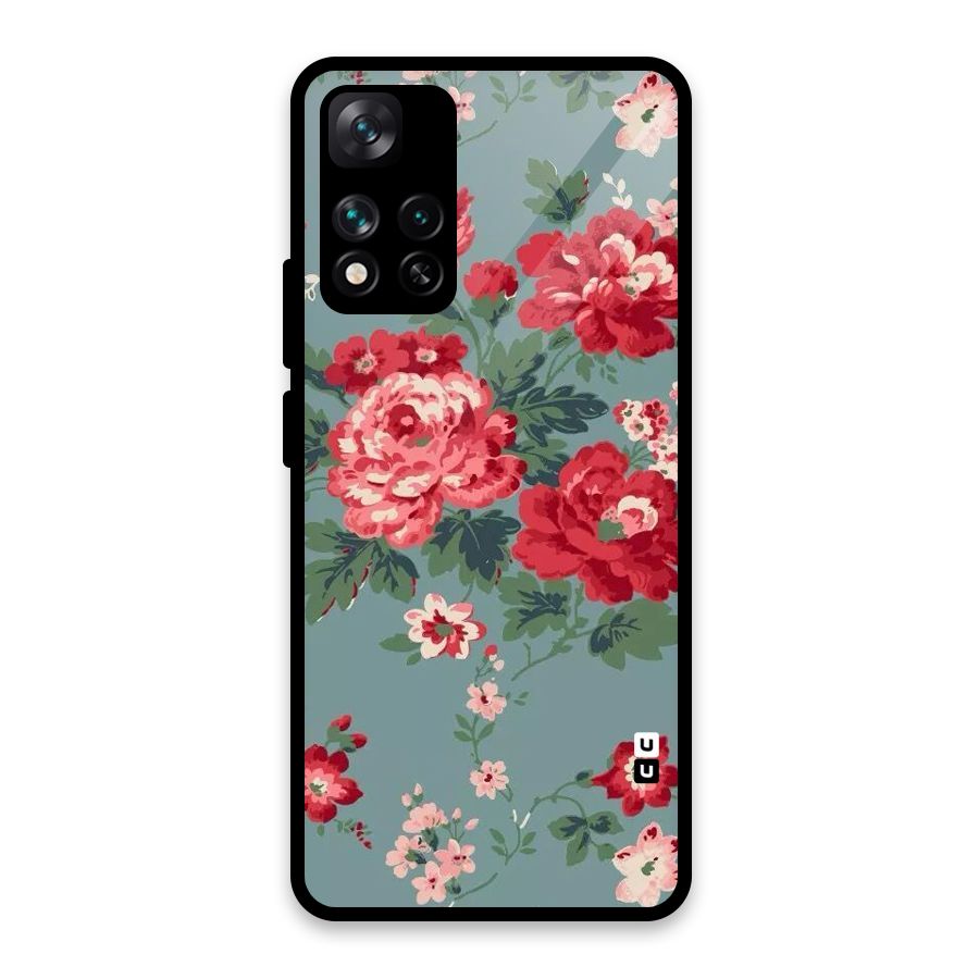 Aesthetic Floral Red Glass Back Case for Xiaomi 11i HyperCharge 5G