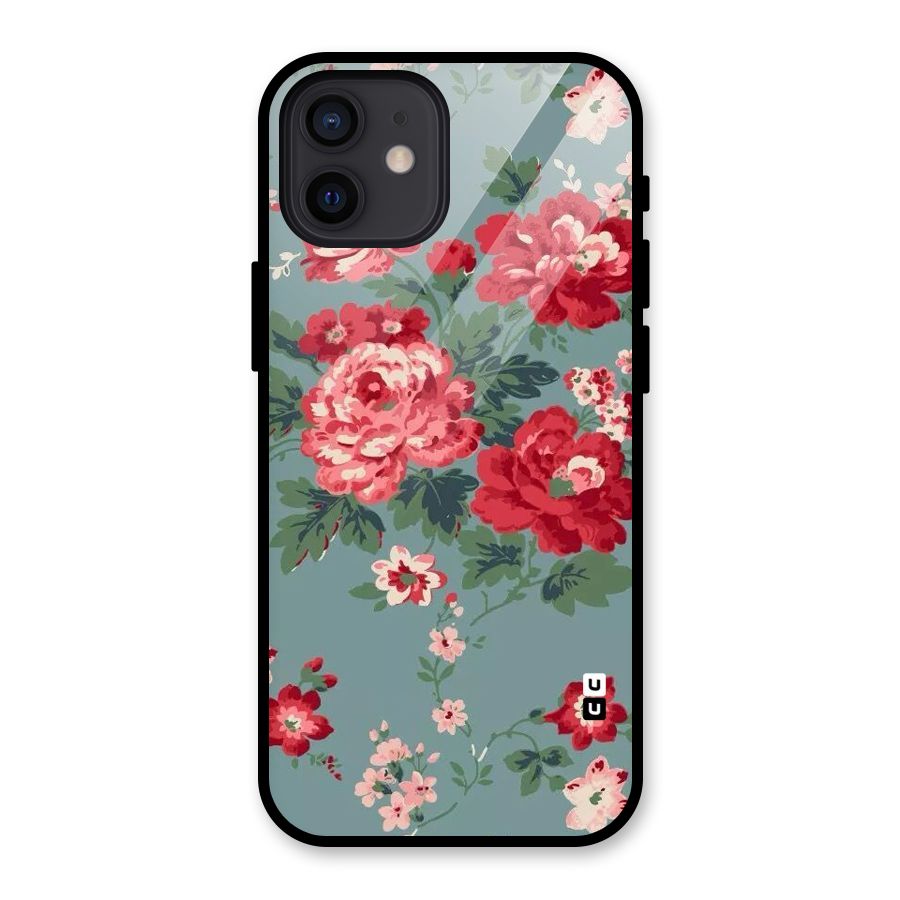 Aesthetic Floral Red Glass Back Case for iPhone 12