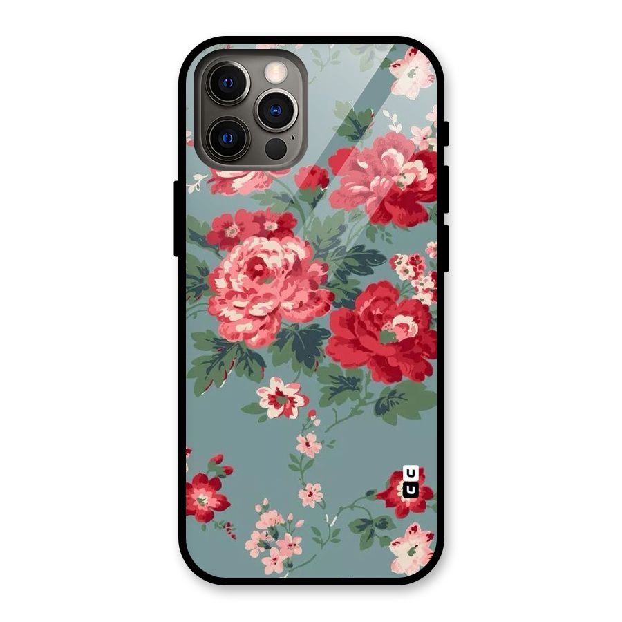 Aesthetic Floral Red Glass Back Case for iPhone 12 Pro