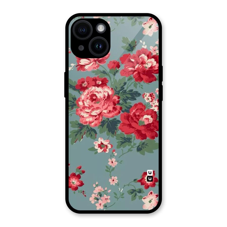 Aesthetic Floral Red Glass Back Case for iPhone 14