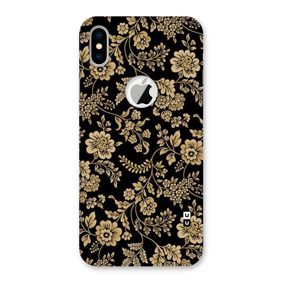 Aesthetic Golden Design Back Case for iPhone X Logo Cut