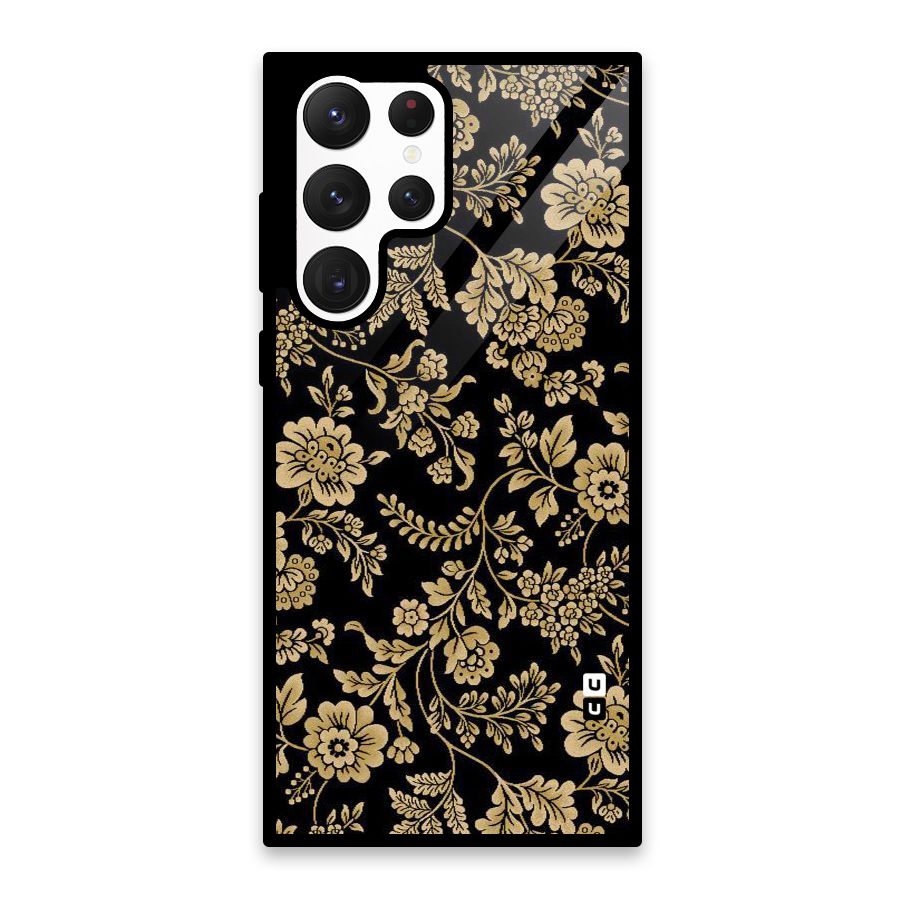 Aesthetic Golden Design Glass Back Case for Galaxy S22 Ultra 5G