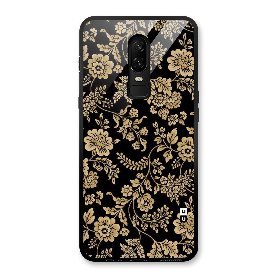 Aesthetic Golden Design Glass Back Case for OnePlus 6