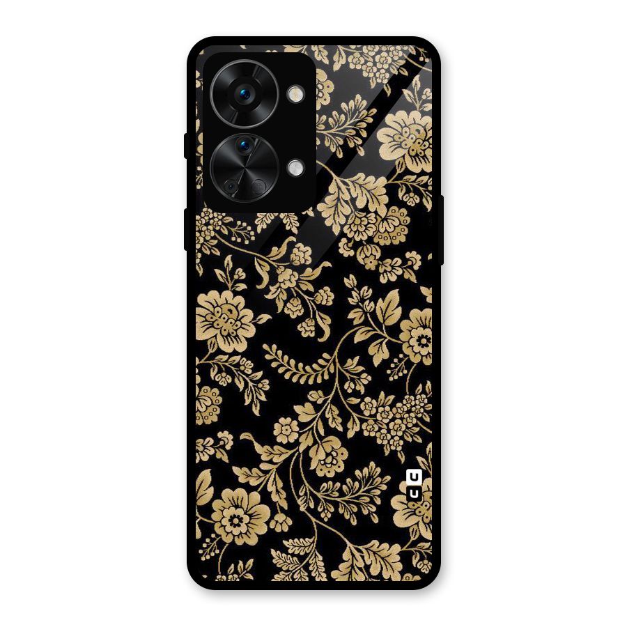Aesthetic Golden Design Glass Back Case for OnePlus Nord 2T