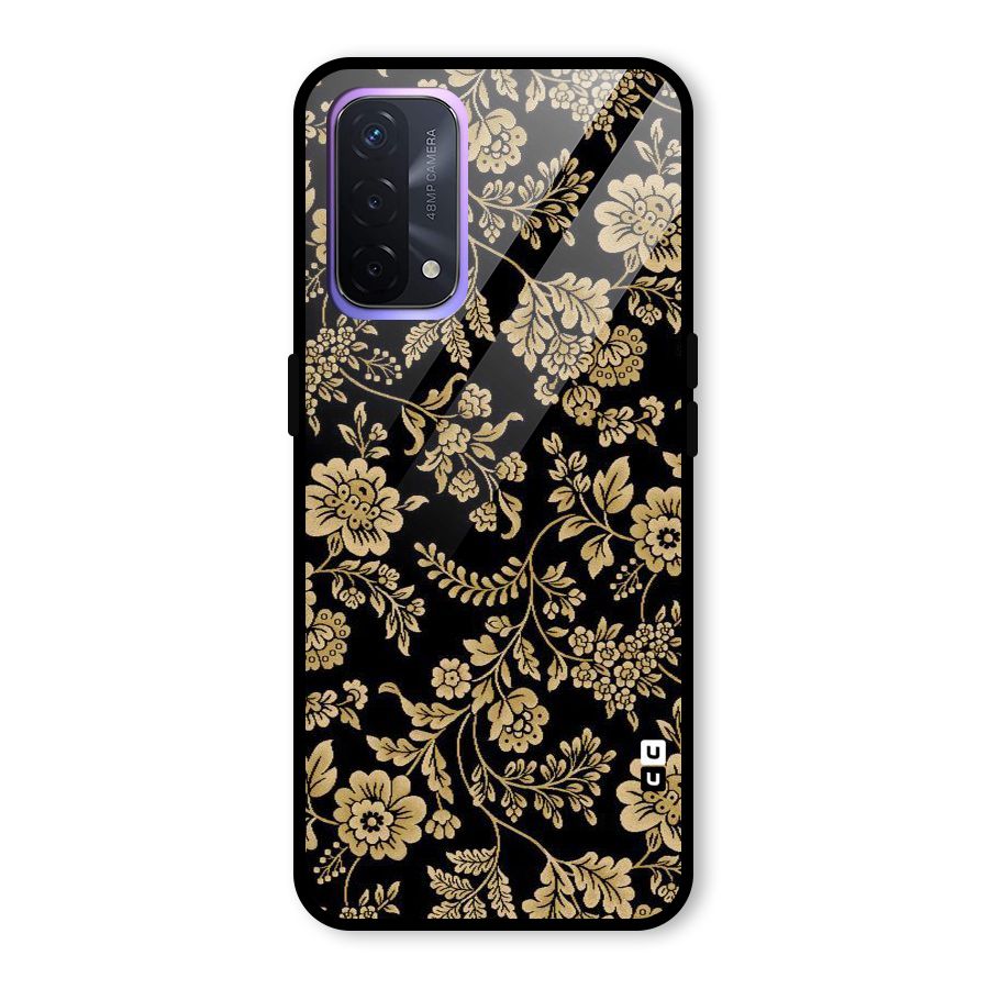 Aesthetic Golden Design Glass Back Case for Oppo A74 5G